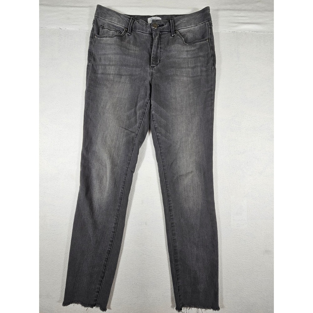 Jessica Simpson High Rise Skinny Jeans Grey Frayed Hem Size 6/28